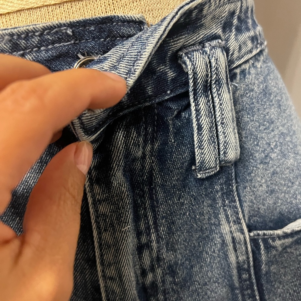 Mustard Seed High Waisted Paper Bag Denim Shorts W Large Front Pockets Size Med - Picture 4 of 14
